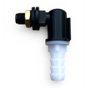 Конектор за Водосъдържател Г-образен къс с Гайка и уплътнение за Маркуч Ø 9 мм.